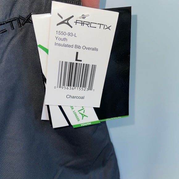 Arctic Youth Insulated Bib Overalls Charcoal Size Large NWT - Picture 7 of 9